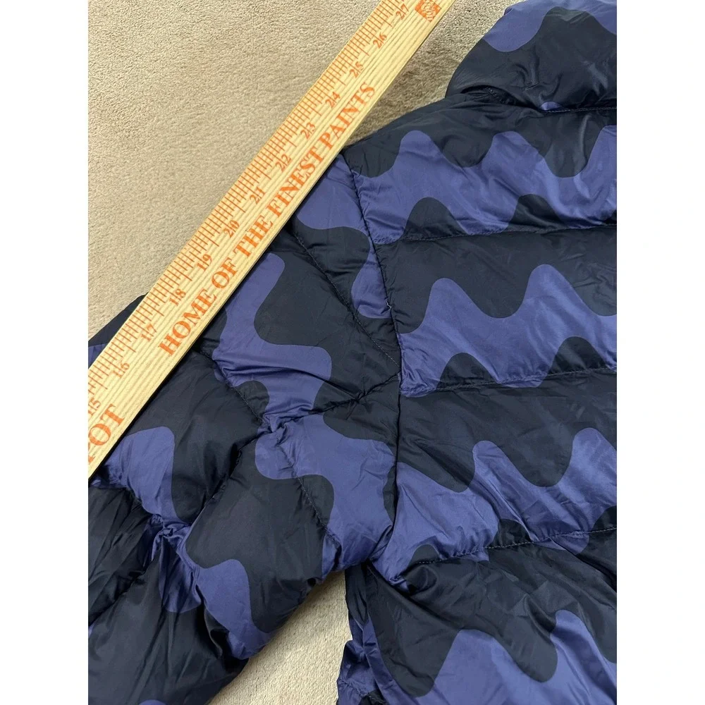 Uniqlo X Marimekko Ultra Light Down Jacket Kids 13 Blue‎ Puffer Packable Bag EUC